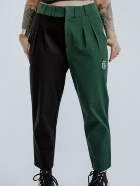 Fore All Laura High Waist Cropped Golf Trousers Green Black Color Block